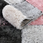 Home Republic Blocks Shaggy 5cm Pile Geometric Blocks Floor Rug - Pink