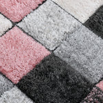 Home Republic Blocks Shaggy 5cm Pile Geometric Blocks Floor Rug - Pink
