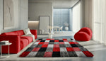 Home Republic Blocks Shaggy 5cm Pile Geometric Blocks Floor Rug - Red