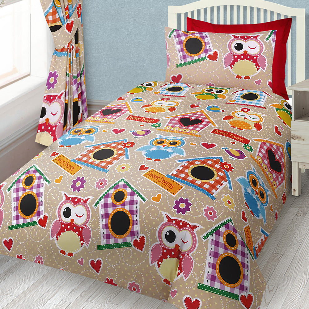 Velosso Childrens Multi Owl Duvet Cover & Pillowcase Set