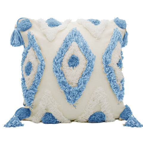 Intimates Oslo Tassle Diamond Tuft Blue Cushion Cover