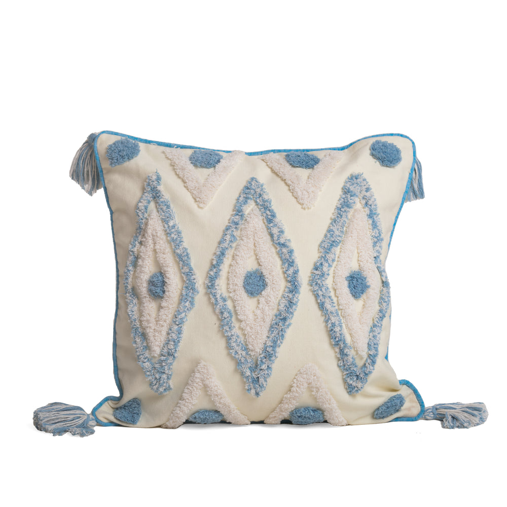 Intimates Oslo Tassle Diamond Tuft Blue Cushion Cover