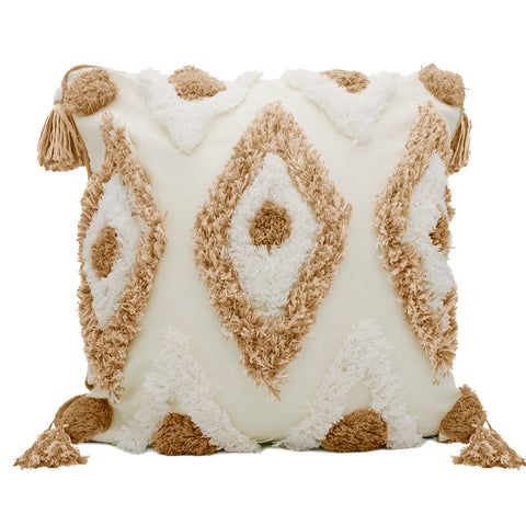 Intimates Oslo Tassle Diamond Tuft Beige Cushion Cover