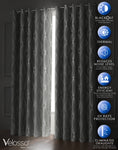 Velosso Onyx Grey Thermal Blackout Ready Made Eyelet Curtains