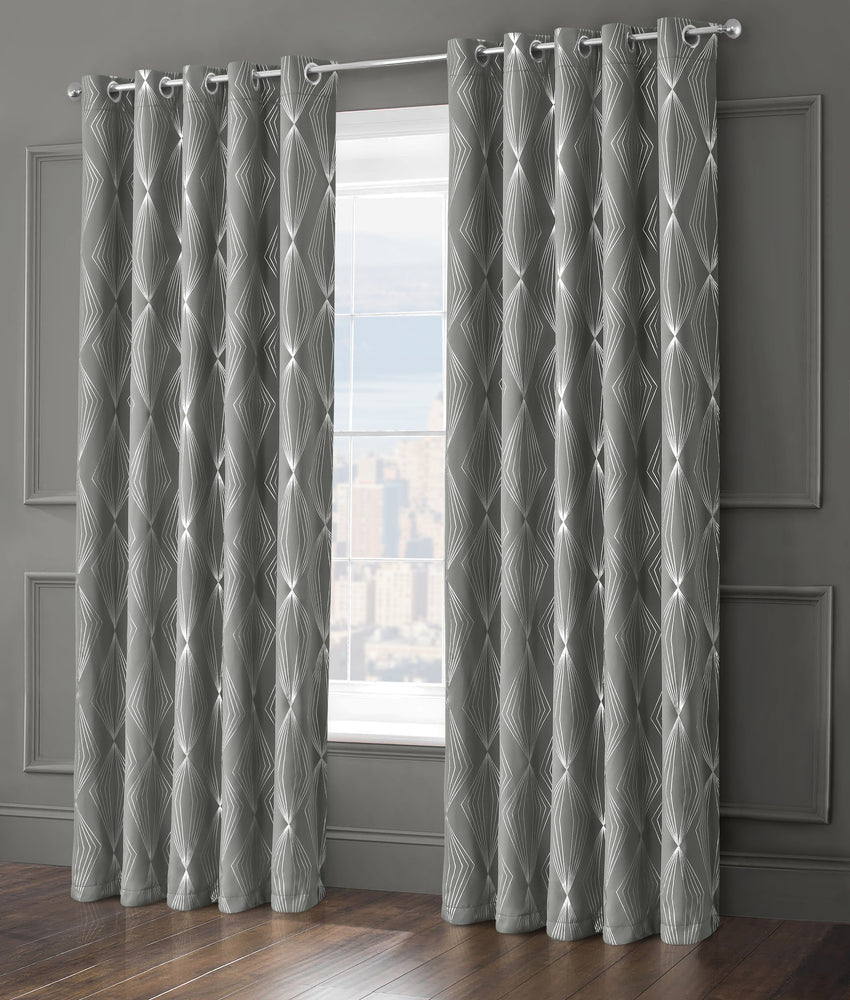Velosso Onyx Grey Thermal Blackout Ready Made Eyelet Curtains