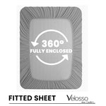 Velosso Super Soft Plain Grey Microfibre Fitted Sheet
