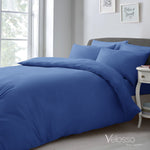 Velosso Super Soft Plain Microfibre Blue Duvet Cover & Pillowcase Set