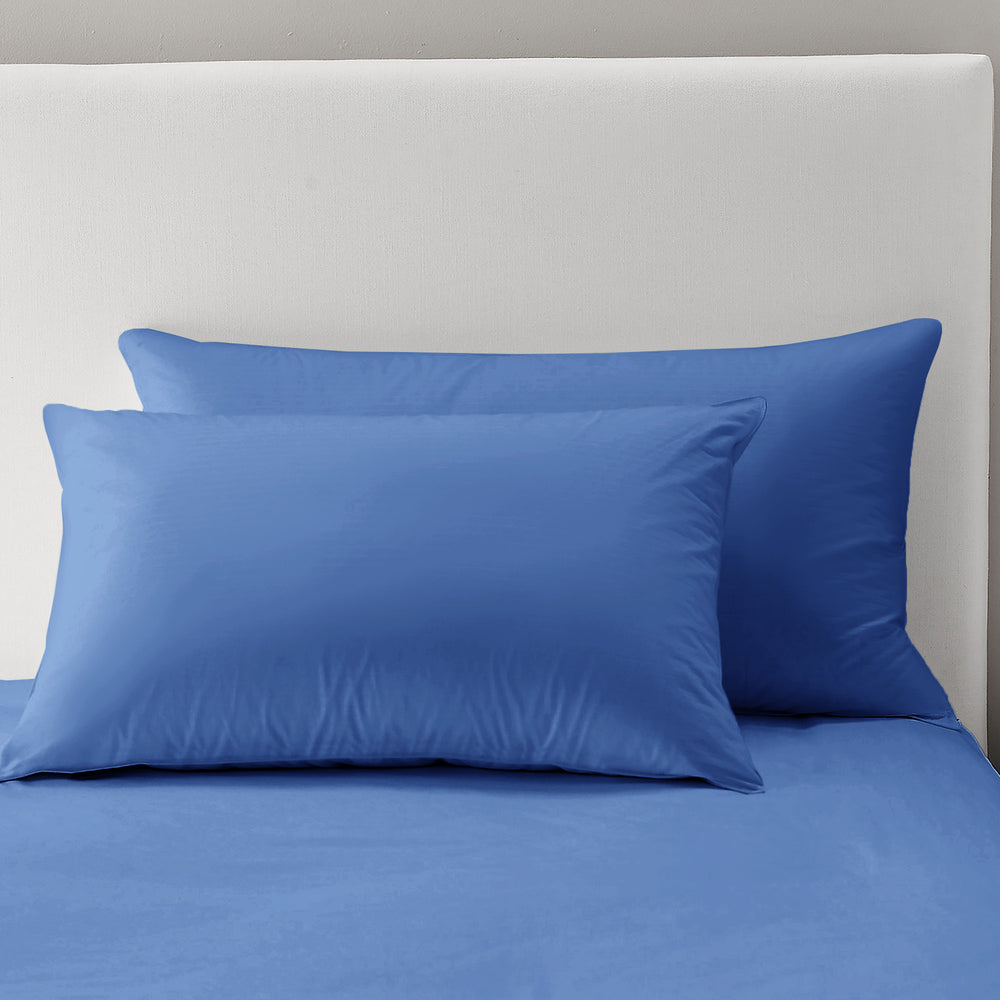 Velosso Super Soft 2 Pack Pillowcases Plain Microfibre - Blue