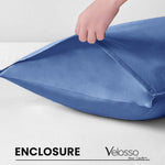 Velosso Super Soft 2 Pack Plain Blue Microfibre Pillowcases