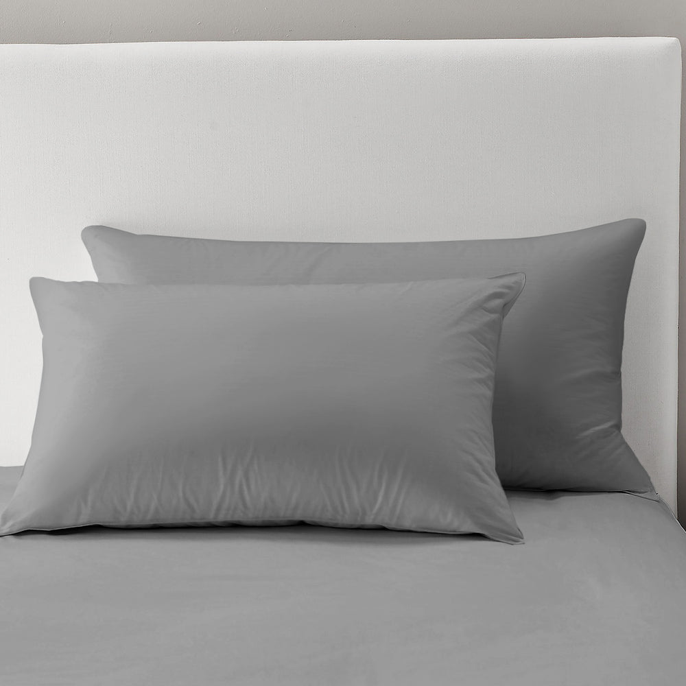 Velosso Super Soft 2 Pack Pillowcases Plain Microfibre - Grey