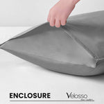 Velosso Super Soft 2 Pack Plain Grey Microfibre Pillowcases