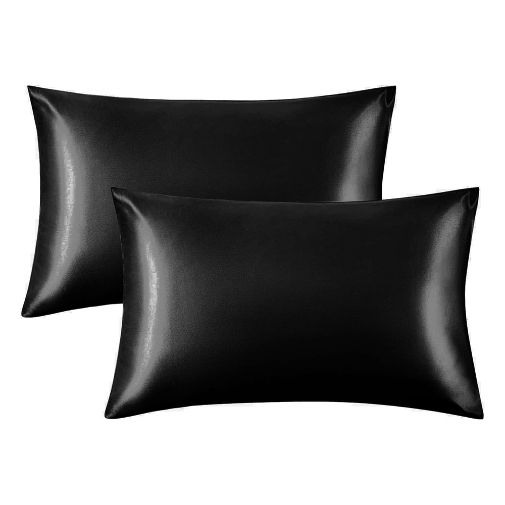 Intimates 2 Pack Luxury Sensual Satin Pillowcases - Black