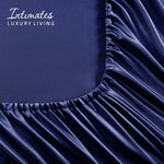 Velosso Satin Reversible Navy Blue Duvet Cover, Pillowcase & Fitted Sheet Set