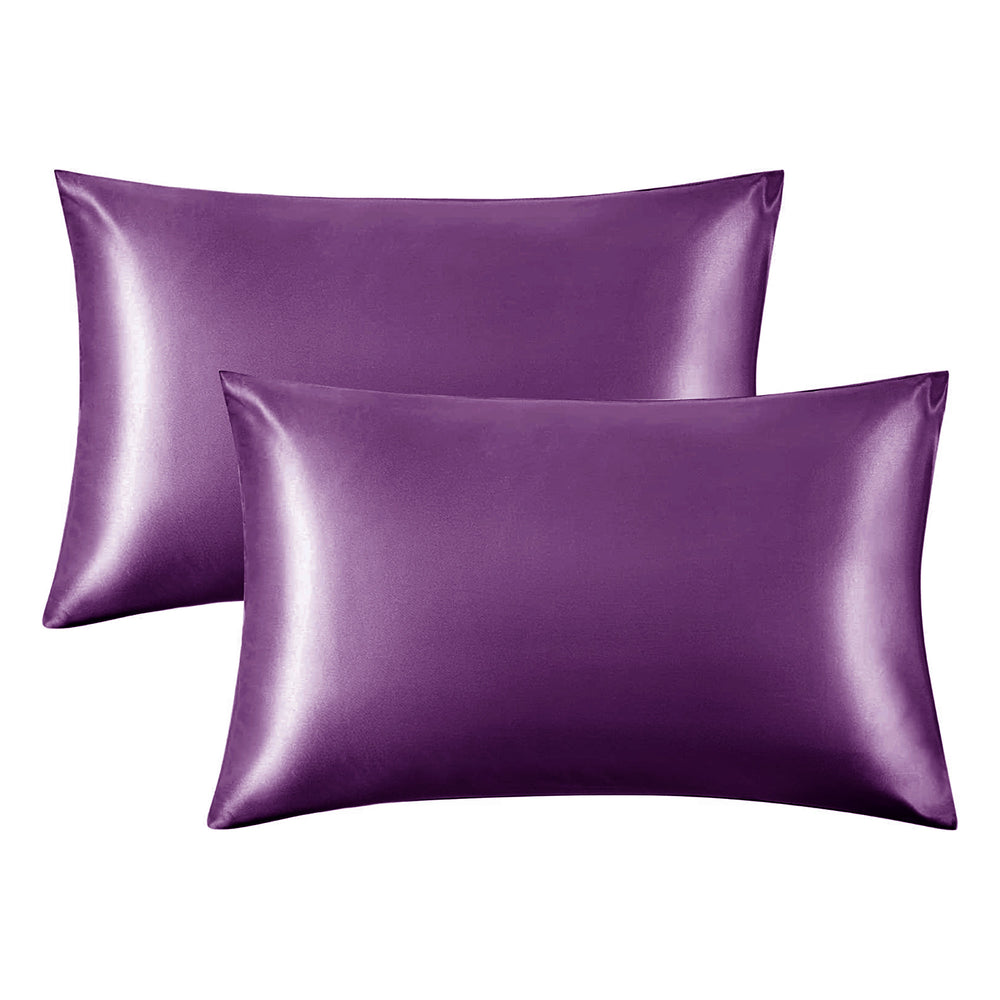 Intimates 2 Pack Luxury Sensual Satin Pillowcases - Purple