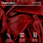 Velosso Satin Red Reversible Duvet Cover Pillowcase & Fitted Sheet 6 Piece Bedding Set
