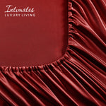 Velosso Satin Red Reversible Duvet Cover Pillowcase & Fitted Sheet 6 Piece Bedding Set