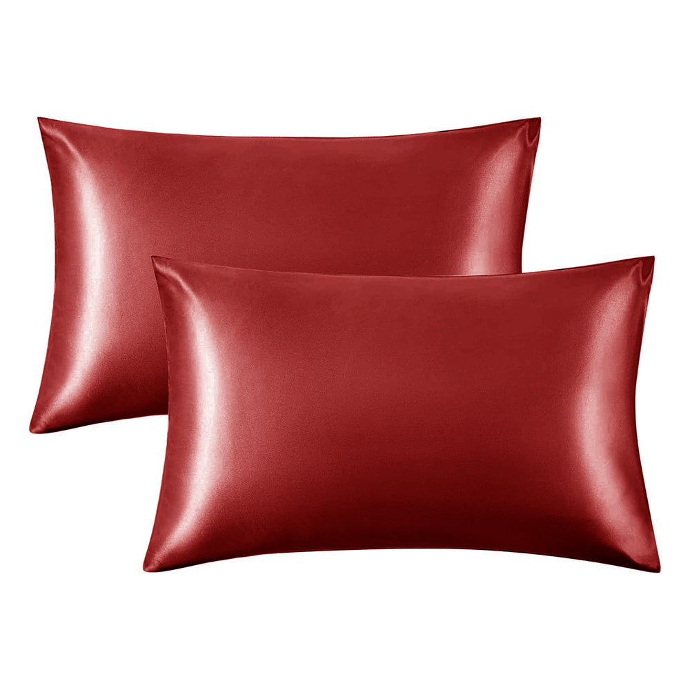 Intimates 2 Pack Luxury Sensual Satin Pillowcases - Red