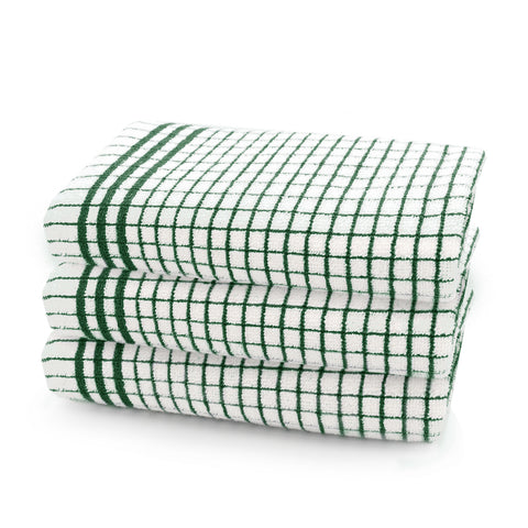 Shaws Large Woven Green Checked Tea Towel