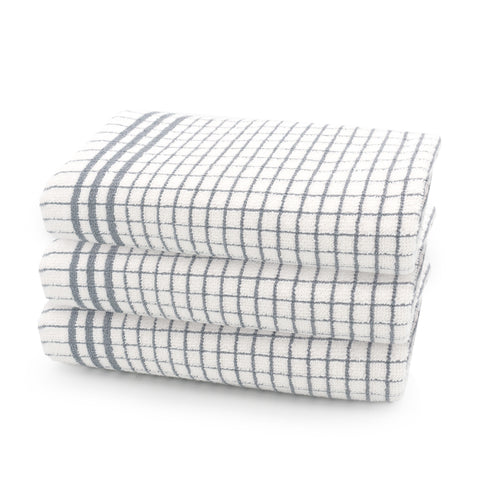 Shaws Large Woven Grey Checked Tea Towel