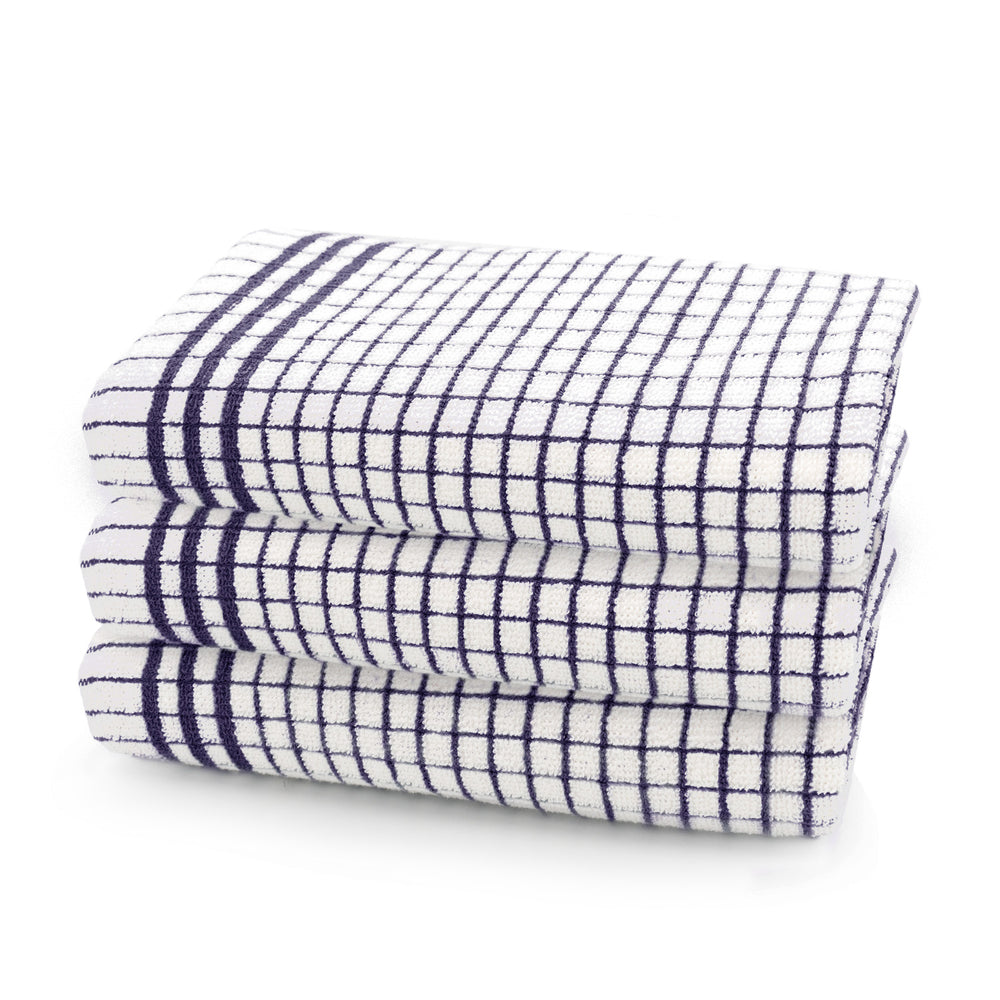 Shaws Large Woven Purple Checked Tea Towel