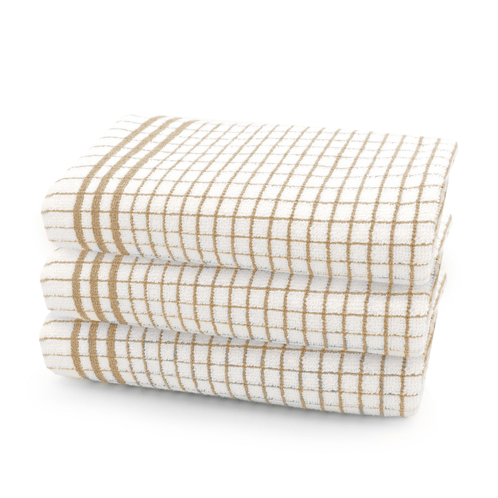 Shaws Large Woven Natural Checked Tea Towel