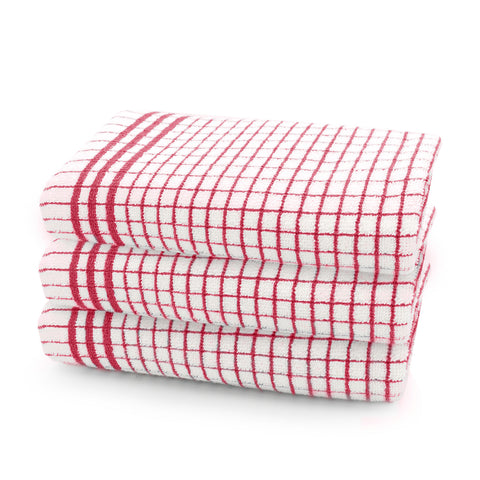 Shaws Large Woven Pink Checked Tea Towel