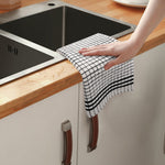Shaws Large Woven Black Checked Tea Towel