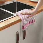 Shaws Large Woven Pink Checked Tea Towel