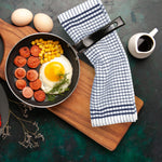 Shaws Large Woven Navy Blue Checked Tea Towel