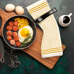 Shaws Large Woven Ochre Yellow Checked Tea Towel