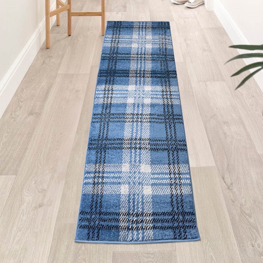 Home Republic Tartan Check Navy Floor Runner