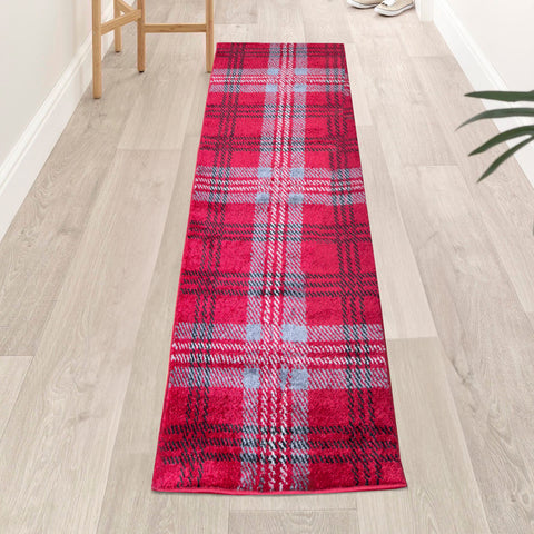 Home Republic Tartan Check Red Floor Runner