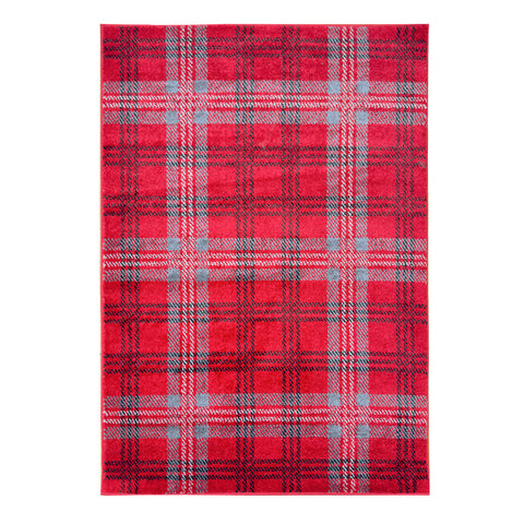 Home Republic Tartan Check Red Floor Rug