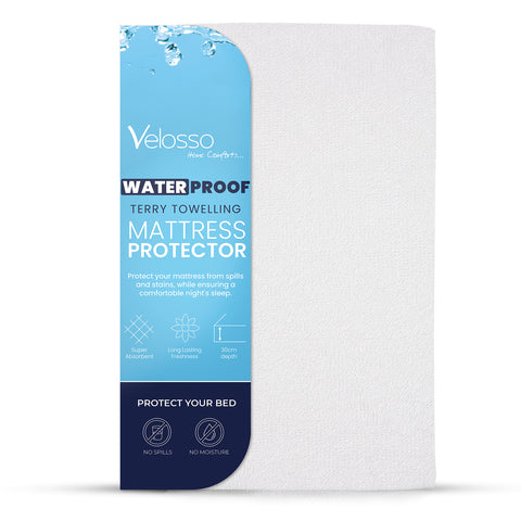 Velosso Terry Towelling Waterproof Mattress Protector Fitted