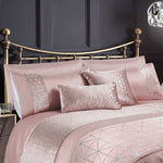 Intimates Vera Blush Pink Faux Silk Crushed Velvet Geometric Duvet Cover & Pillowcase Set
