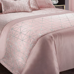 Intimates Vera Blush Pink Faux Silk Crushed Velvet Geometric Duvet Cover & Pillowcase Set
