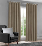 Velosso Waffle Weave Natural Total Blackout Jacquard Eyelet Header Curtains