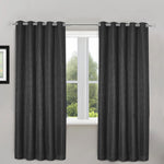 Velosso Waffle Weave Charcoal Grey Total Blackout Jacquard Eyelet Header Curtains