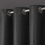 Velosso Waffle Weave Charcoal Grey Total Blackout Jacquard Eyelet Header Curtains