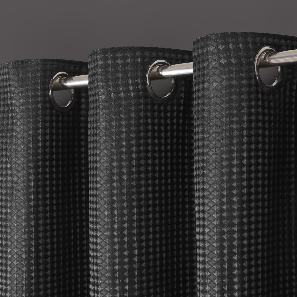 Velosso Waffle Charcoal Blackout Curtains