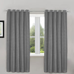 Velosso Waffle Weave Silver Total Blackout Jacquard Eyelet Header Curtains