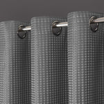 Velosso Waffle Weave Silver Total Blackout Jacquard Eyelet Header Curtains