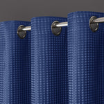 Velosso Waffle Weave Navy Blue Total Blackout Jacquard Eyelet Header Curtains