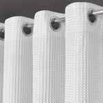 Velosso Waffle Weave White Total Blackout Jacquard Eyelet Header Curtains