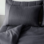 Velosso Waffle Woven Charcoal Duvet Cover Set