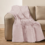 Velosso Super Chunky Waffle Plush Soft Blanket - Blush Pink