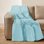 Velosso Super Chunky Waffle Plush Soft Blanket - Duck Egg