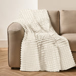Velosso Super Chunky Waffle Plush Soft Blanket - Ivory