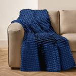 Velosso Super Chunky Waffle Plush Soft Blanket - Navy