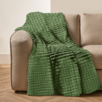 Velosso Super Chunky Waffle Plush Soft Blanket - Olive